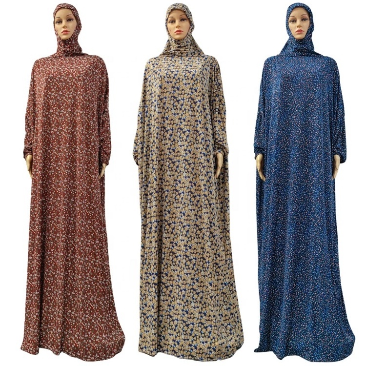 24 Colors Flower Print Abaya Islamic Clothing Rayon Cotton Muslim Women Prayer Muslim Dress Long Prayer Hijab Dubai Prayer shawl