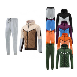 New  Custom Street Wear 100% Cotton Spring And Summer Custom Cargo Pants and Hoodie Sets Flare Joggers Tracksuits  Sweatsuit