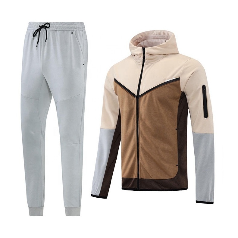 New  Custom Street Wear 100% Cotton Spring And Summer Custom Cargo Pants and Hoodie Sets Flare Joggers Tracksuits  Sweatsuit