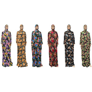 24 Colors Flower Print Abaya Islamic Clothing Rayon Cotton Muslim Women Prayer Muslim Dress Long Prayer Hijab Dubai Prayer shawl