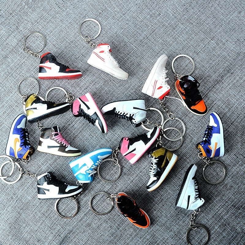 2022 99 styles Wholesale 3D Mini Sneakers AJ  shoe Keychain Model cute keychains with box