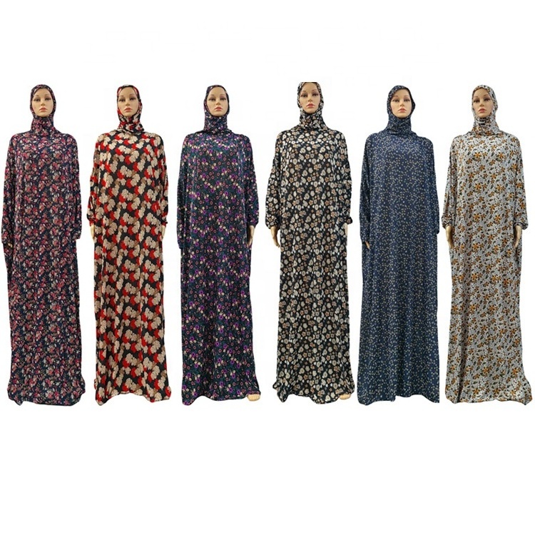 24 Colors Flower Print Abaya Islamic Clothing Rayon Cotton Muslim Women Prayer Muslim Dress Long Prayer Hijab Dubai Prayer shawl