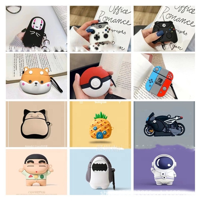 Case Cover 3D Cute Funny Cartoon milky tea Dinosaurs Foods Shape phone Airpod Case Soft Silicone Skin with Keychain