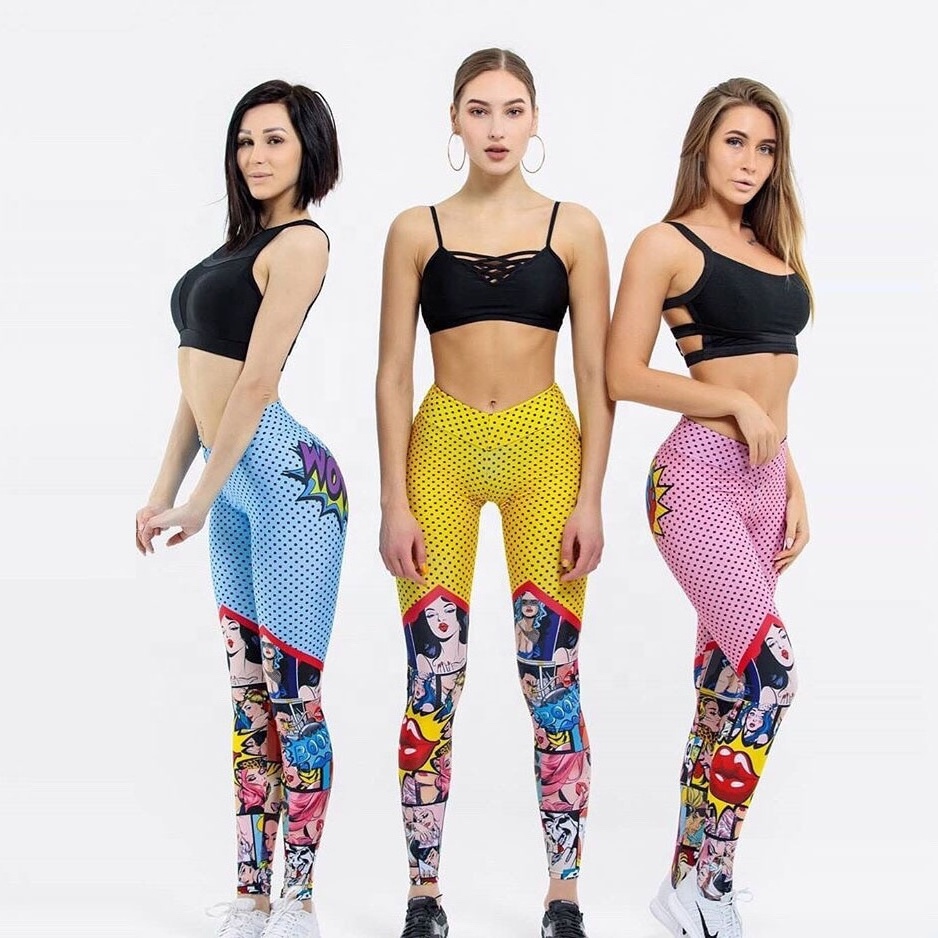 2022  Wholesale 3D Print Cartoon Yoga Leggings Pants Sports Women Fitness Sexy Custom Design Gym Workout Women Leggings