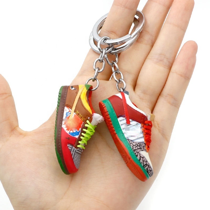 Mini Sneakers 3D AJ sb dunk ow shoe Keychain Model cute keychains with box key chain Wholesale Holiday gifts