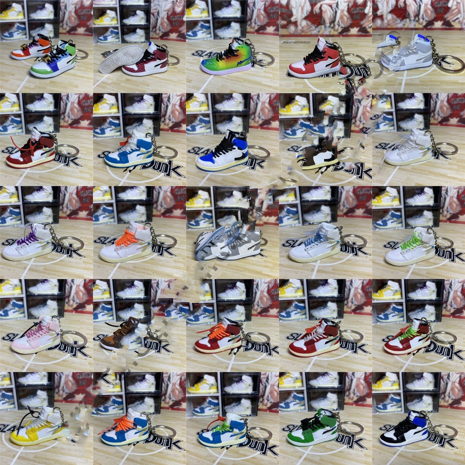 2022 99 styles Wholesale 3D Mini Sneakers AJ  shoe Keychain Model cute keychains with box