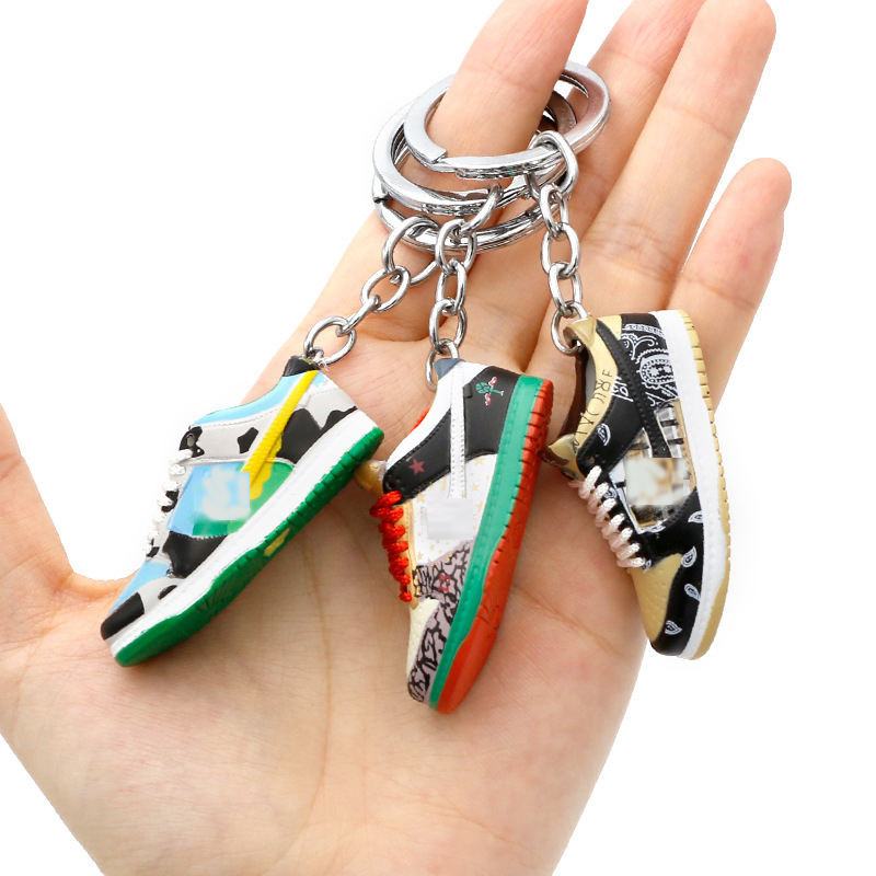 Mini Sneakers 3D AJ sb dunk ow shoe Keychain Model cute keychains with box key chain Wholesale Holiday gifts