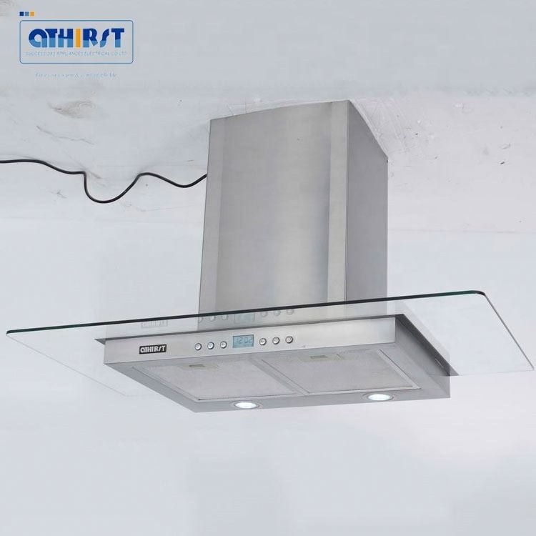 Wall mounted Restaurant Kitchen lampblack T shape Range Hood stainless steel  with Glass 90cm kitchen chimney range hood