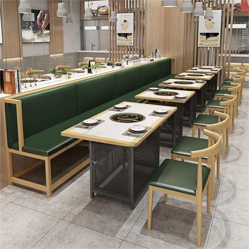 Successor Hot pot restaurant solid wood booth Size and material can be customized Environmentally friendly cushioned card holder