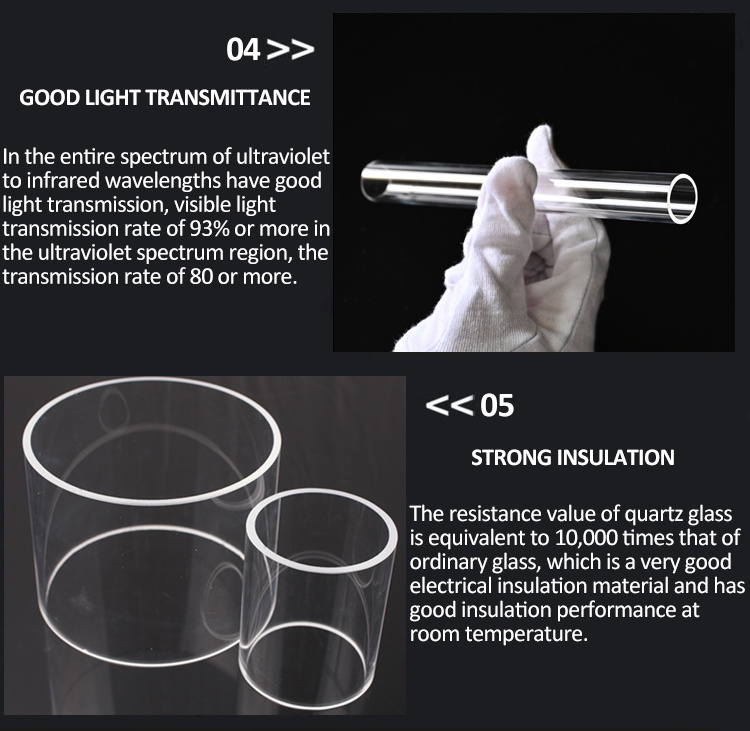 SUCCESS Transparent Quartz Glass Test Tube Customized Heat Resistant Clear Quartz Pipe