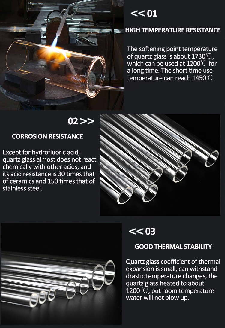 SUCCESS Transparent Quartz Glass Test Tube Customized Heat Resistant Clear Quartz Pipe