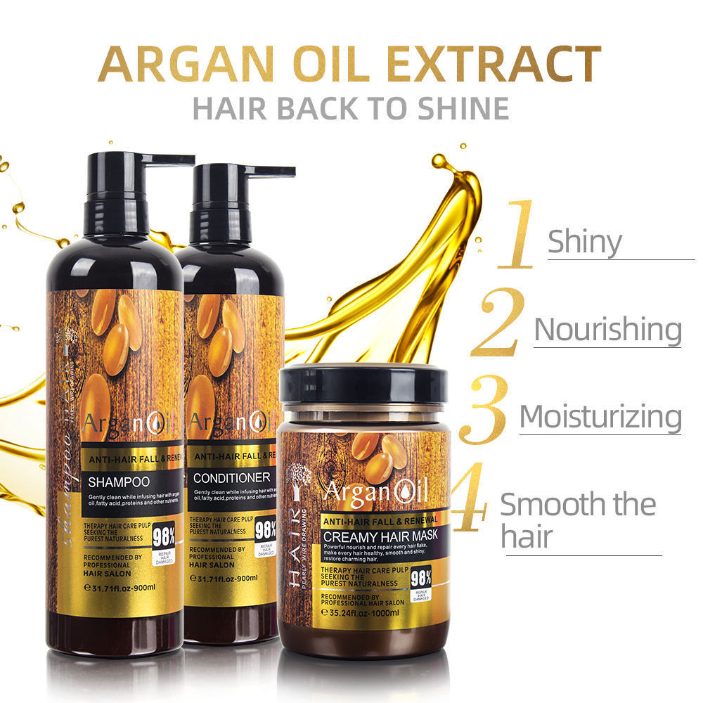 Hot sell professional hair care brands manufacturer organic argan oil hair shampoo and conditioner