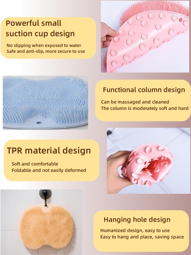 Bath Brushes Sponges Scrubbers Exfoliating Non-Slip Foot Pad Massage Mat Silicone Rub Back Brush With Sucker