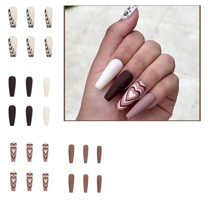 Succsion New Style Full Cover Long Flat Press On  False Nails Artificial Fingernails With Sticker