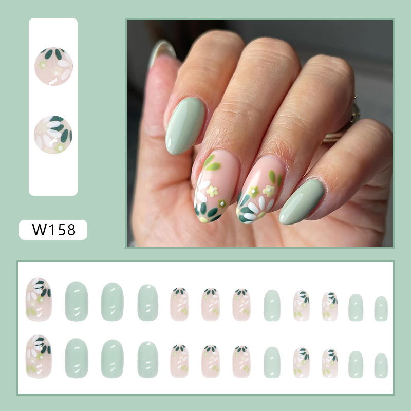 Succsion New Style Full Cover Long Flat Press On  False Nails Artificial Fingernails With Sticker