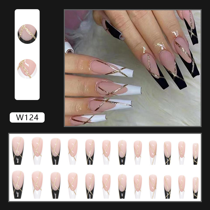 Succsion New Style Full Cover Long Flat Press On  False Nails Artificial Fingernails With Sticker