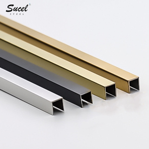 Sucel Brushed Metal Inlay Strips Ceramic U Channel Edge for Glass Stainless Steel Inlay Profile Decorative Corner Tile Trim