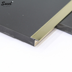 Foshan SUCEL 304 Stainless Steel Gold T Shape Wall Tile Profile Trim For Furniture