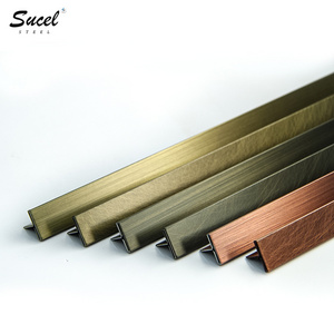 SUCEL Yellow Copper Metal Ceramic Brass Vibration Floor T Shape Decorative Stainless Steel Tile Trim Profile