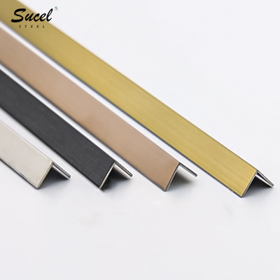 SUCEL Decorative L Shape Stair Tile Trim Stainless Steel Metal L Tile Profile Floor Tile Corner Edge Finishing Flat Trim Strip