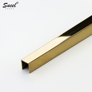 SUCEL Hairline Brass Floor Transition  Stainless Steel T Profile Wall Panel Trim Strip