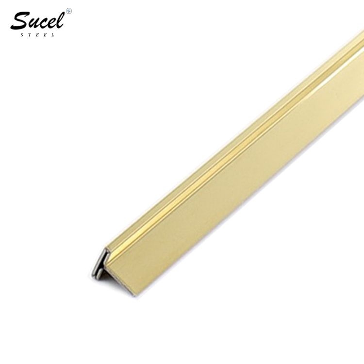 SUCEL Hairline Brass Floor Transition  Stainless Steel T Profile Wall Panel Trim Strip