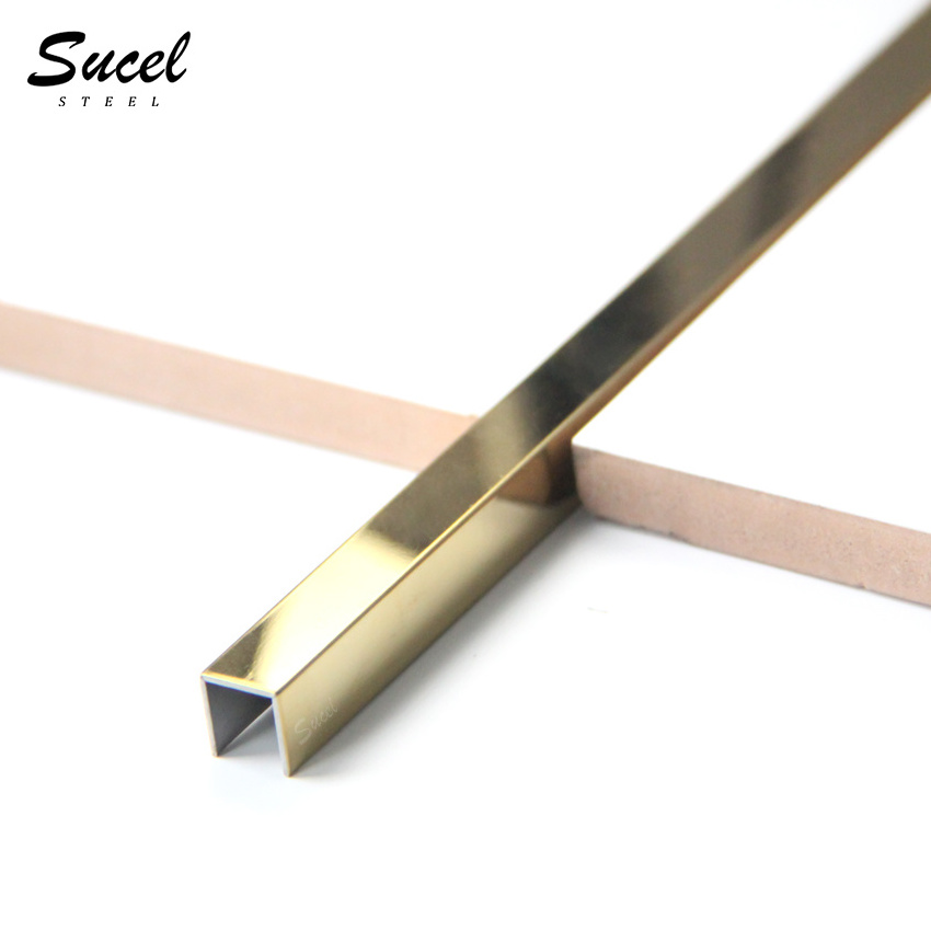 Sucel Steel Manufacturer 304 316 Glass Profile Shower Glass Wall Profile For Decoration Customized Channel Tile Trim