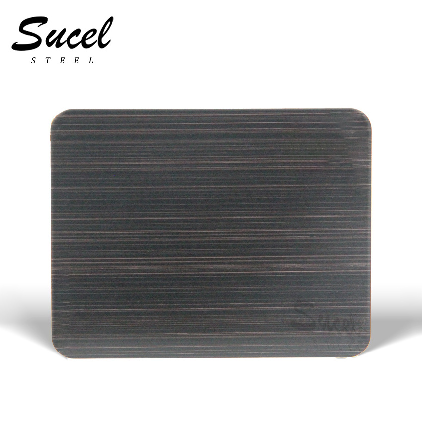 Sucel Steel Hot Sale 304 316 316L 4X8 Feet Gold Black Quilted  Hairline Stainless Black Steel Sheets For Walls