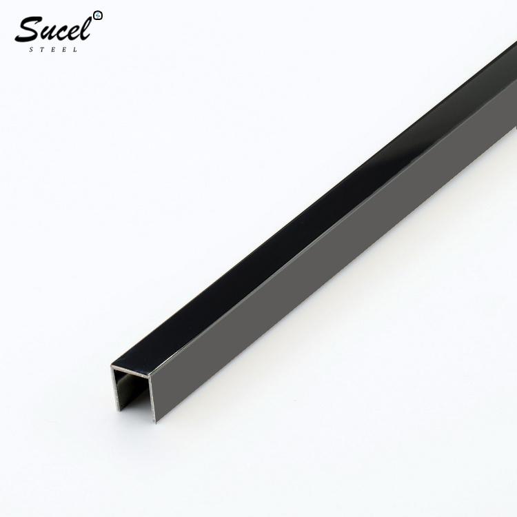 Sucel Brushed Metal Inlay Strips Ceramic U Channel Edge for Glass Stainless Steel Inlay Profile Decorative Corner Tile Trim