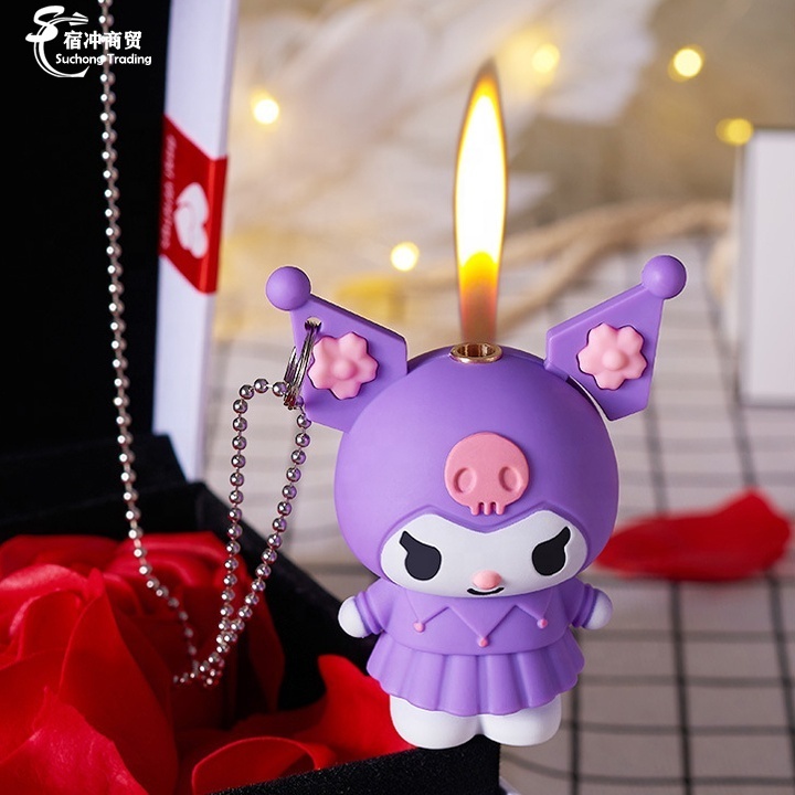 Wholesale Cartoon Doll Gas Open Flame Cute Kuromy Lighter With Key Chain