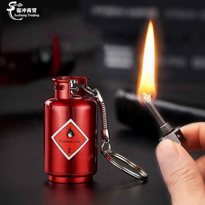 Mini Novelty Gas Tank Fire Extinguisher Shape Keychain Ten Thousand Matches Oil Kerosene Lighter