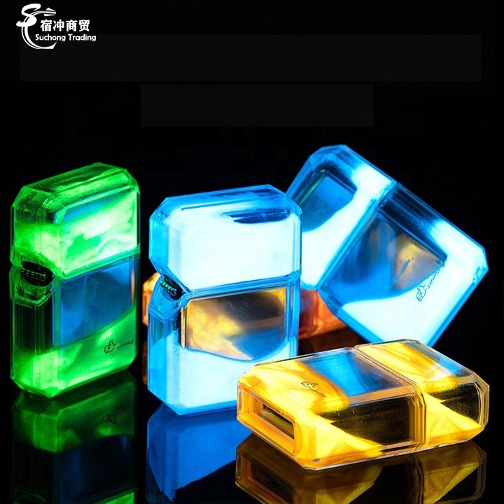 Wholesale Transparent Creative Luminous Metal Open Flame Oil Kerosene Cigarette Lighter