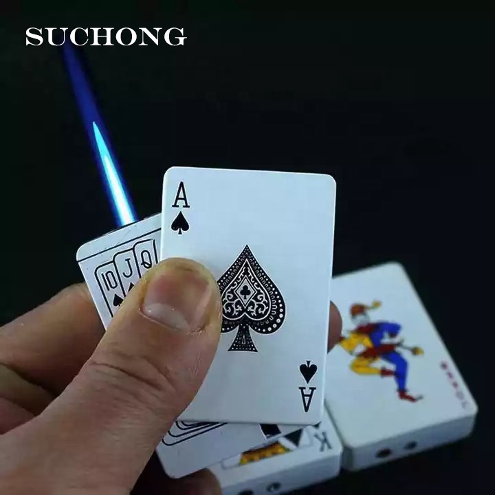 Creative Novelty Lighter Windproof Metal Lighter Jet Torch Turbo Playing Cards Poker Lighter