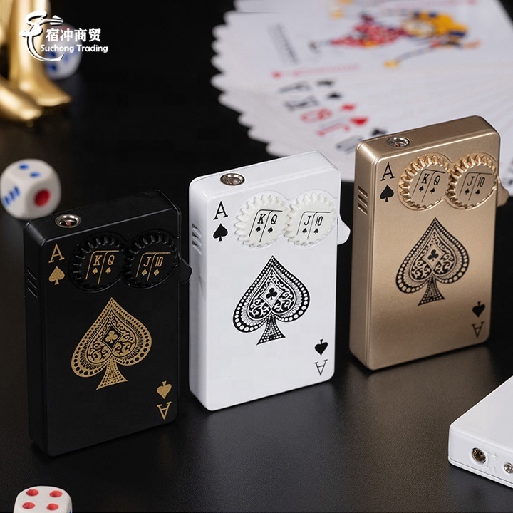 Creative Novelty Lighter Windproof Metal Lighter Jet Torch Turbo Playing Cards Poker Lighter