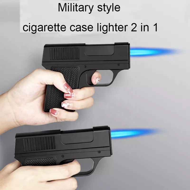 Cool Refillable Gun Shaped Lighter Cool Pistol Model Windproof Gas Torch Lighter Cigarettes