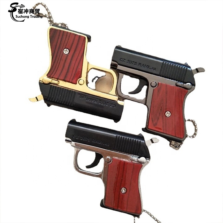 Wholesale Custom Mini Logo Metal Gun Jet Pistol Shape Keychain Pendant Gas Cigarette Torch Lighter