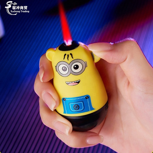 Wholesale Custom Cute Cartoon Tumbler Pikaachu Kuromy Minions Colorful Flames Gas Torch Cigarette Lighter