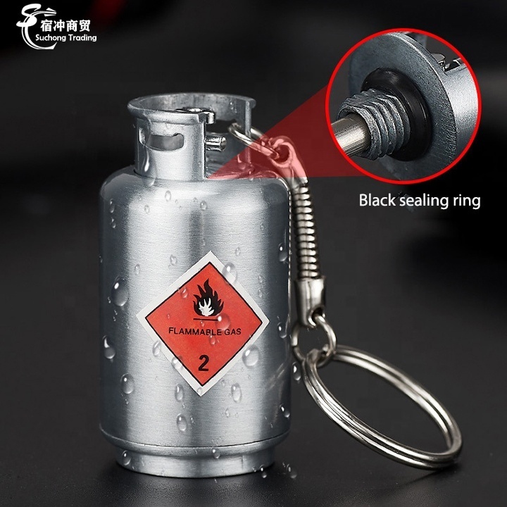 Mini Novelty Gas Tank Fire Extinguisher Shape Keychain Ten Thousand Matches Oil Kerosene Lighter