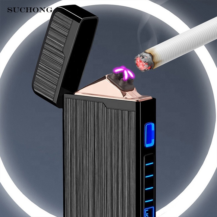 2022 Electric Dual Arc Lighter USB Rechargeable Flameless Custom Logo Cigarette Plasma Arc Lighters