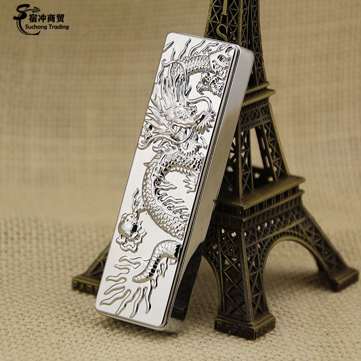 Windproof Luxury Cool Gas Metal Gold Dragon Relief Torch Cigarette Lighter