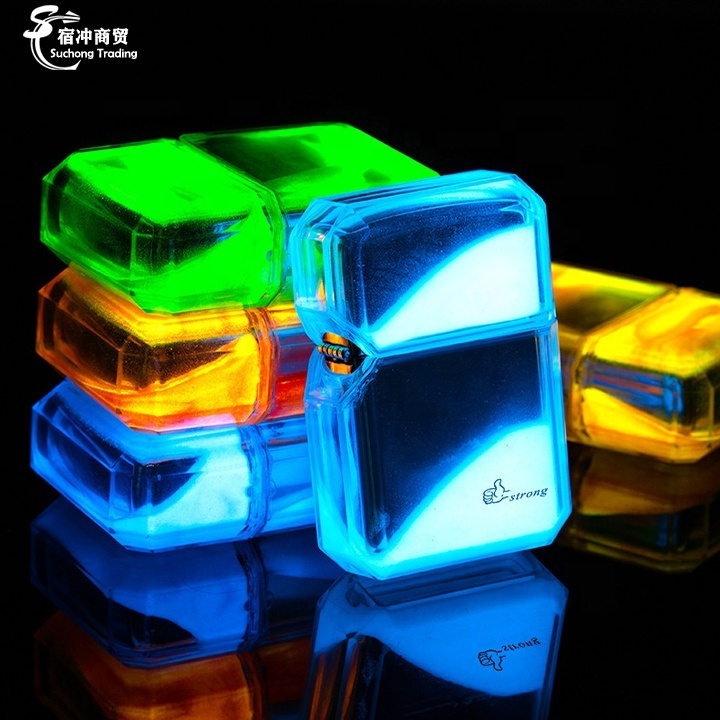 Wholesale Transparent Creative Luminous Metal Open Flame Oil Kerosene Cigarette Lighter