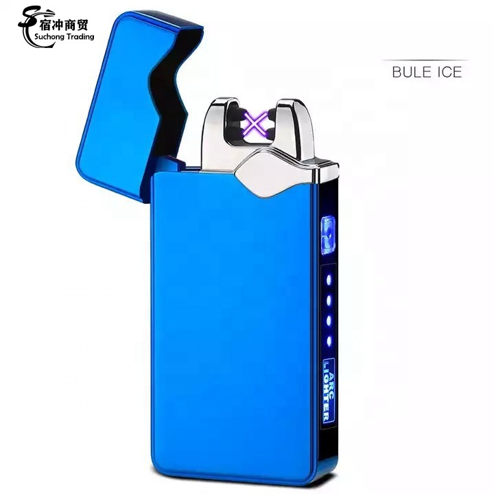 Custom 2023 Hot Sale Cheap Encendedor Cigarette Cigar Usb Dual Arc Electronic Classic Charging Lighter