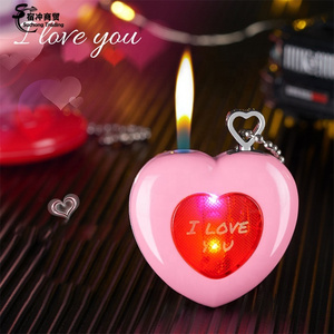 Wholesale Portable Keychain Heart Shape Rechargeable Gas Cigarette Lighter