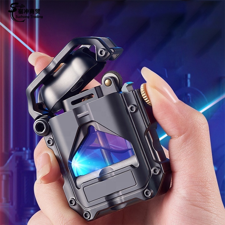 Wholesale Mecha Style Visual Oil Steam Punk Storage Transparent Metal Kerosene Cigarette Lighter