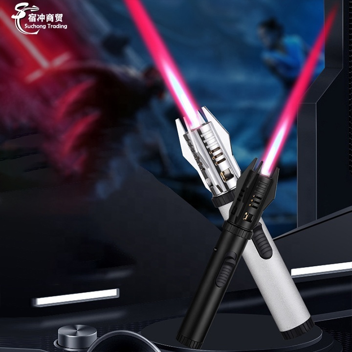 Creative Cool Windproof Lightsaber Design Red Flame Gas Torch Lighter