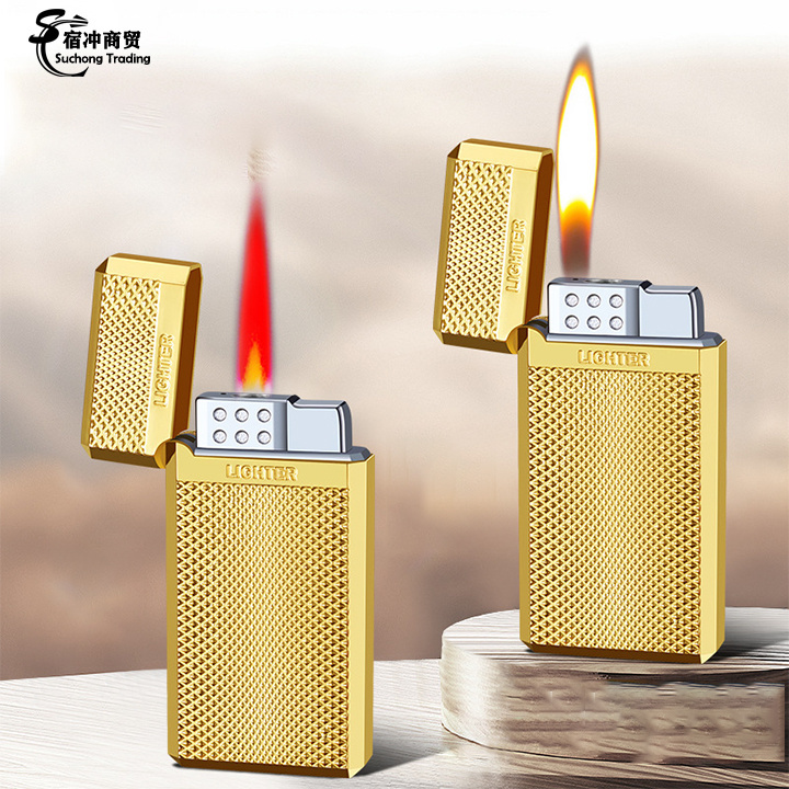 Custom Cool Portable Gold Double Flame Rechargeable Gas Jet Torch Dragon Lighter