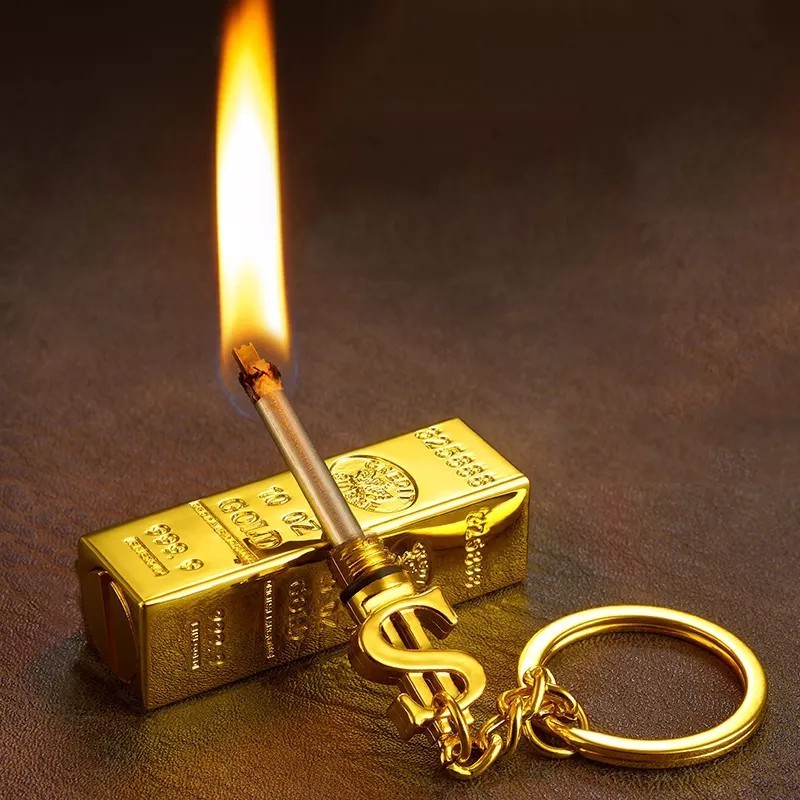 Custom Luxury Smoking Accessories Refillable Gas Lighter Cigarette Cigar Gold Match Lighter