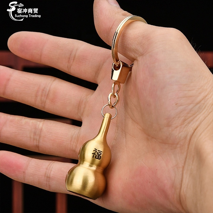 2023 New Cool Mini Custom Logo Gold Metal Brass Keychain Oil Kerosene Nunchakus  Cigarette Lighter