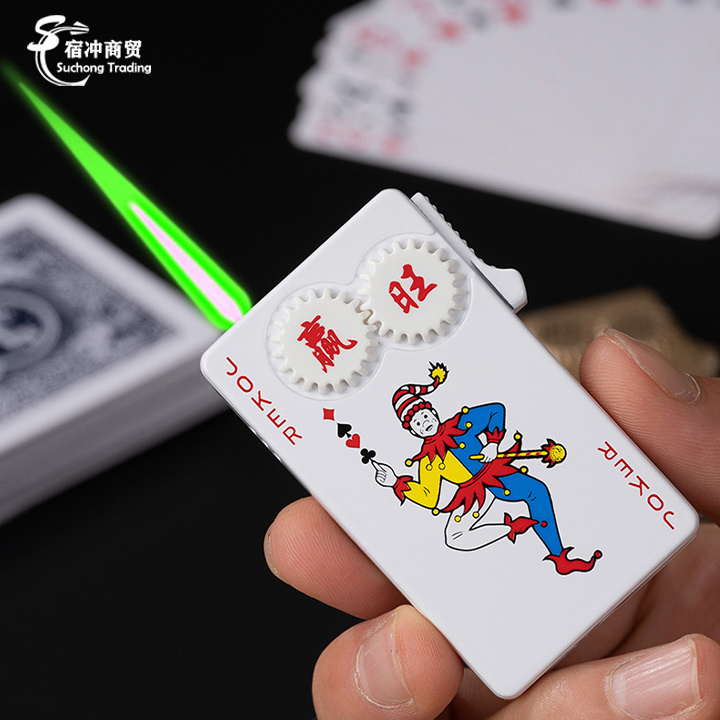 Creative Novelty Encendedor De Cigarrillos Toker Poker Shaped Card Chip Gas Lighter Case Joker