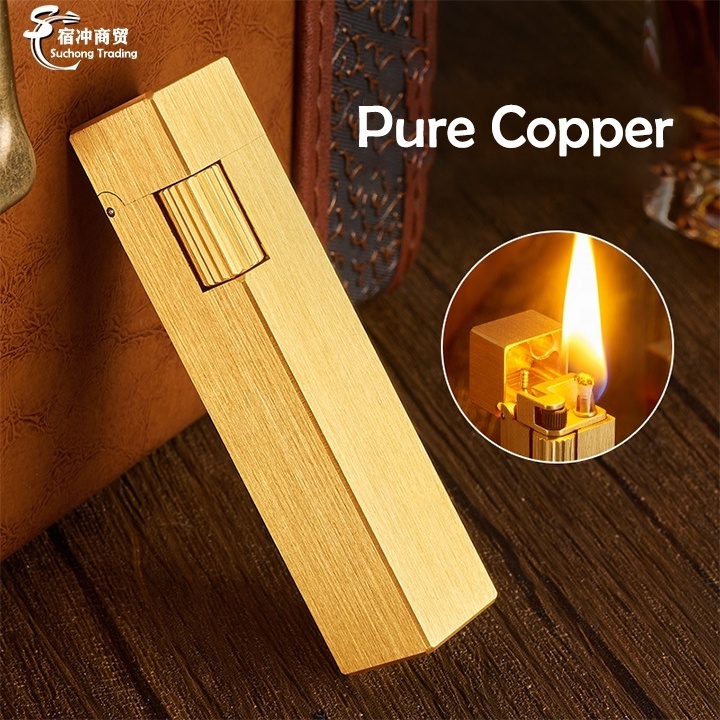 Luxury Custom Cool High-end Pure Copper Rechargeable Clipper Kerosene Oil Lighter Cigarette